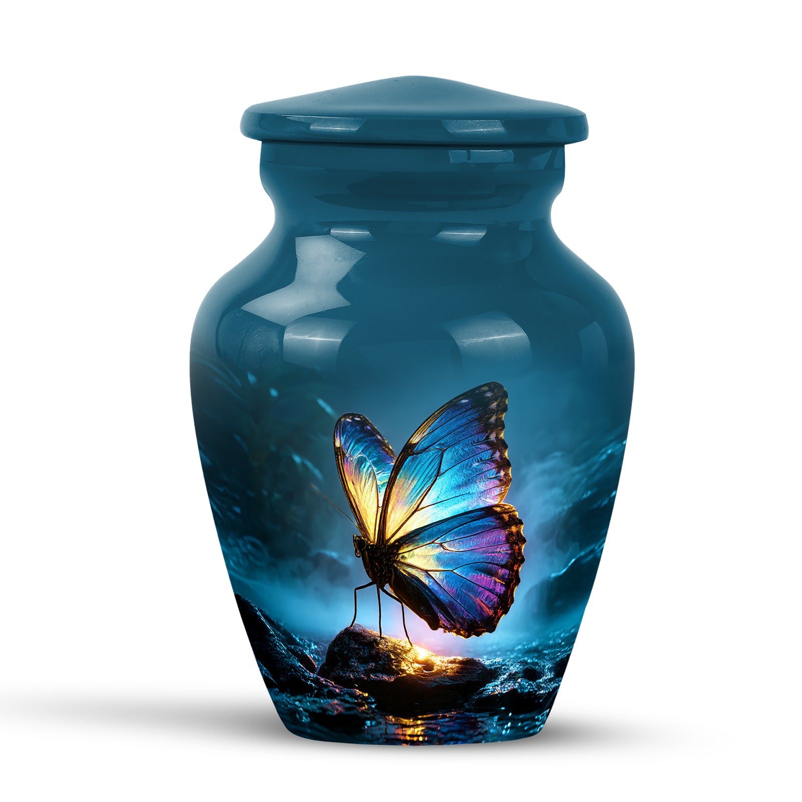 Blue Beloved Butterfly Cremation Urns for Human Ashes - 10-inch, 200 cu in - Yatskia