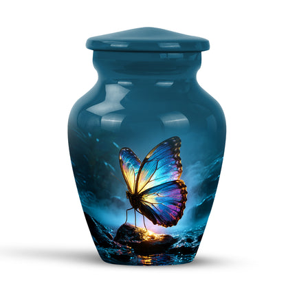 Blue Beloved Butterfly Cremation Urns for Human Ashes - 10-inch, 200 cu in - Karyliz