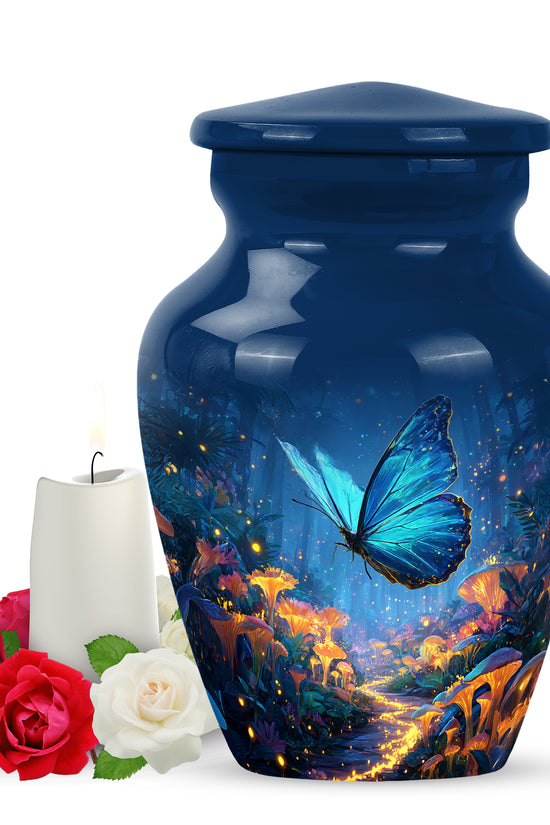 Personalized Magnificent Butterfly Cremation Urns - Blue 10-inch, 200 cu in - Yatskia