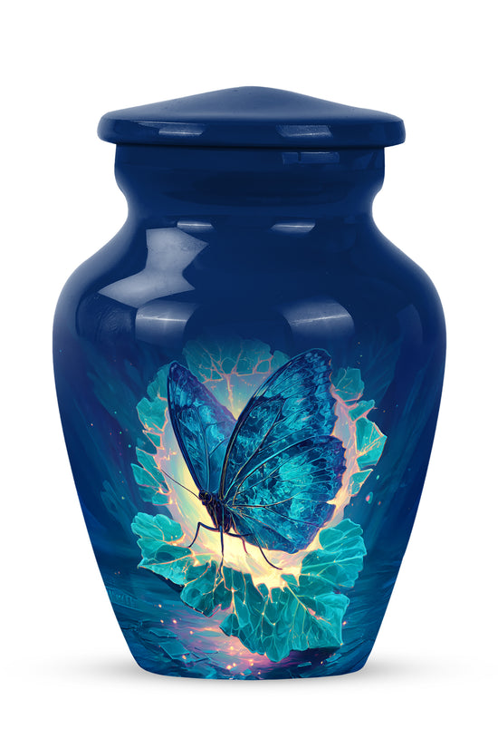 Personalized Butterfly Cremation Urns - Soothing Blue 10-inch, 200 cu in - Yatskia
