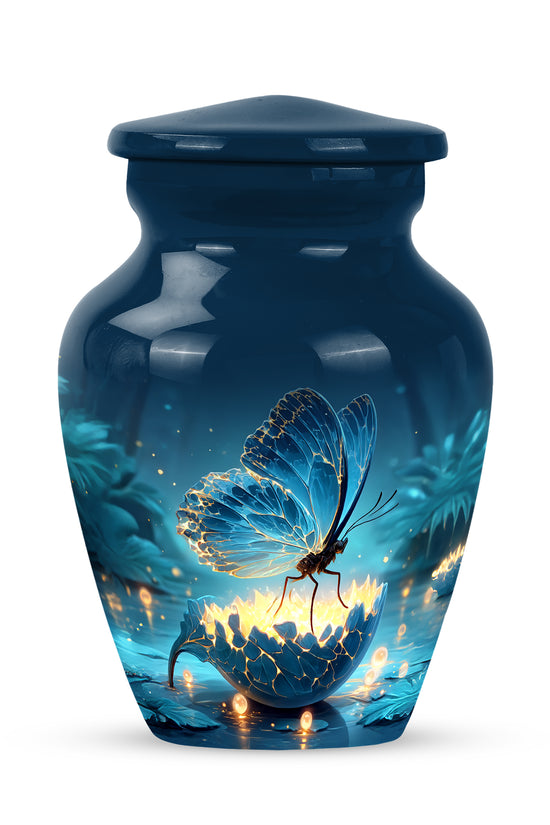 Ethereal Butterfly Memorial Cremation Urns - Blue 10-inch, 200 cu in - Yatskia