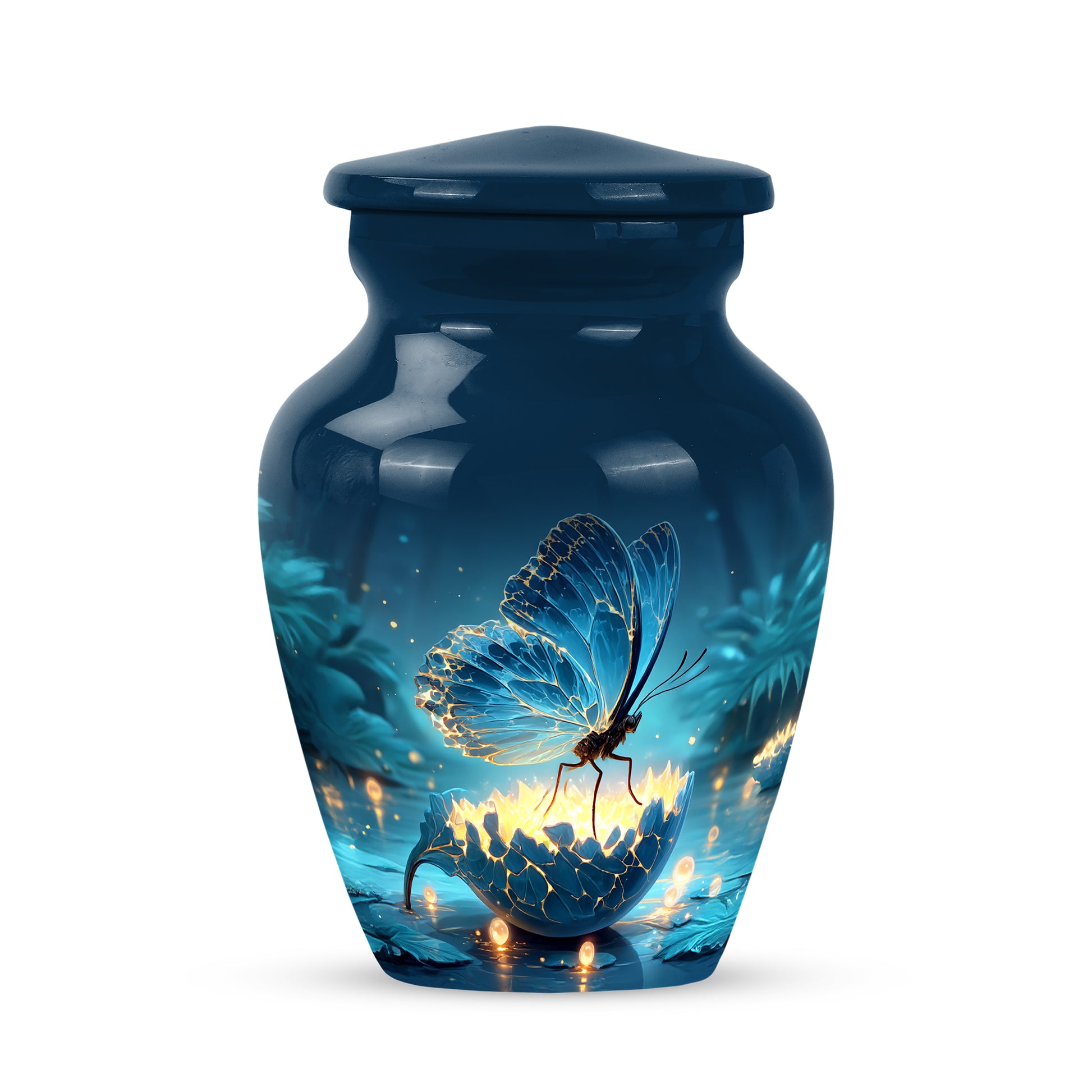 Ethereal Butterfly Memorial Cremation Urns - Blue 10-inch, 200 cu in - Yatskia