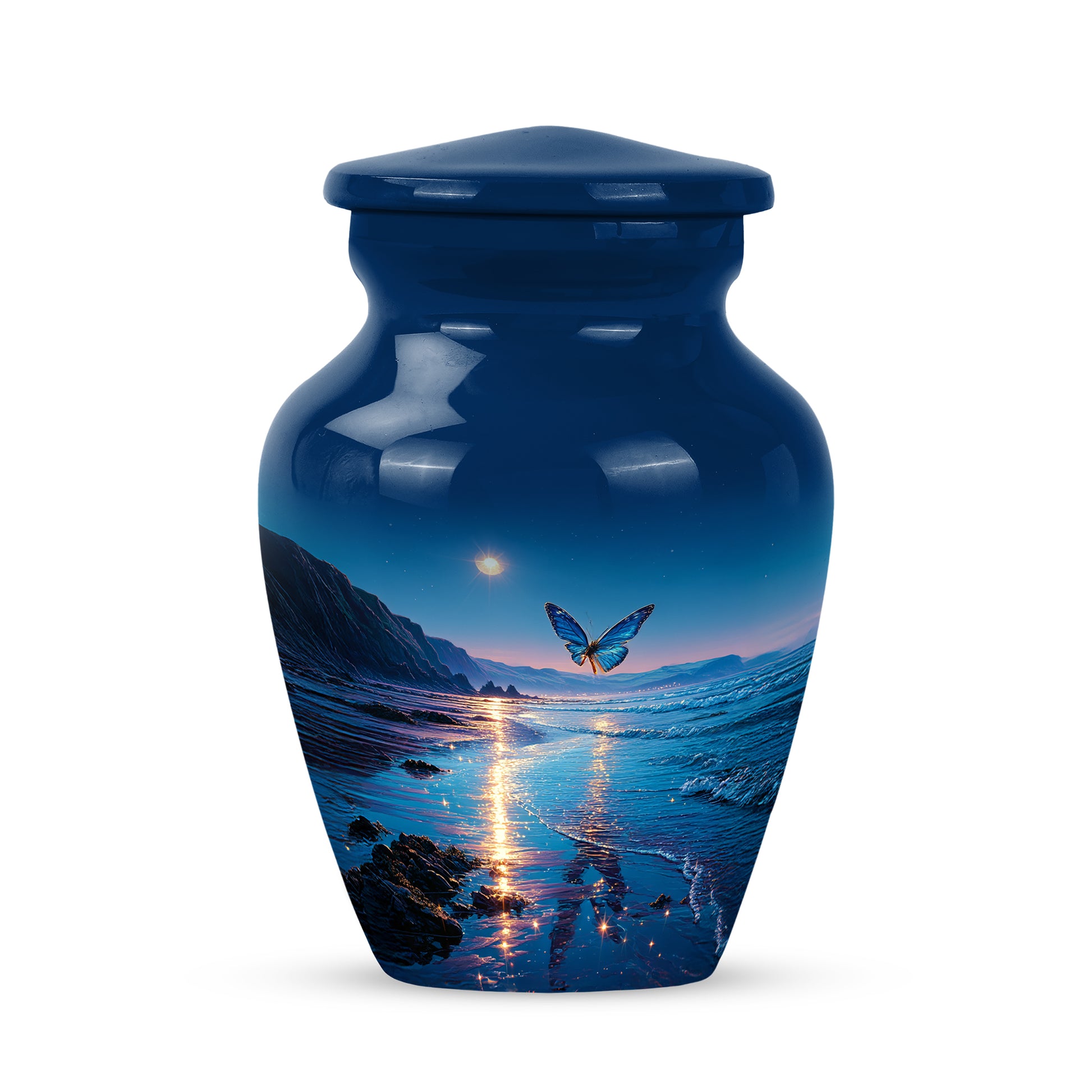 Personalized Butterfly Cremation Urns - Eminent Blue 10-inch, 200 cu in - Yatskia