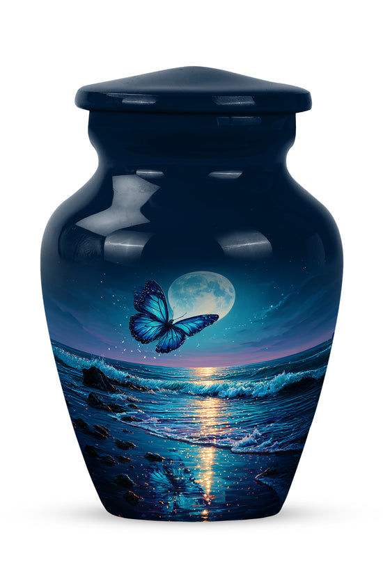 Blue Beloved Butterfly Cremation Urns for Human Ashes - 10-inch, 200 cu in - Yatskia