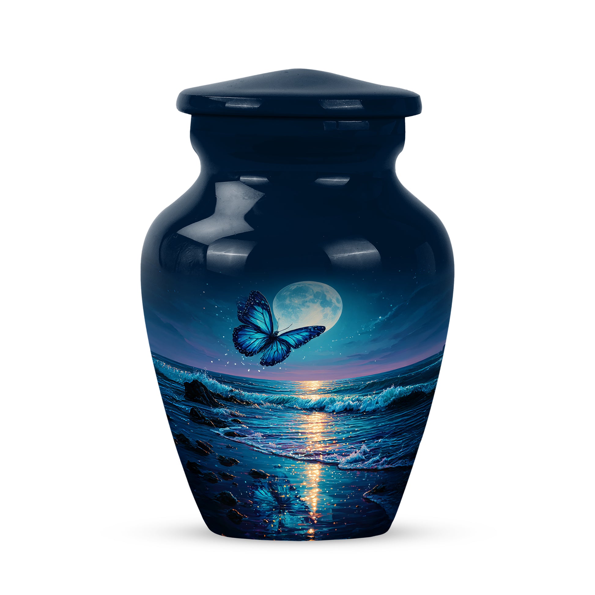 Blue Beloved Butterfly Cremation Urns for Human Ashes - 10-inch, 200 cu in - Yatskia