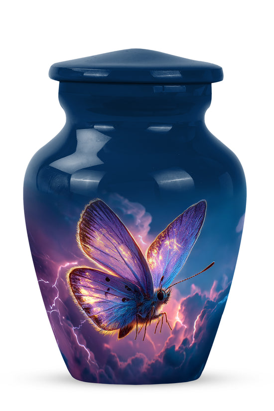 Blue Butterfly Cremation Urns - Imperial Promise 10-inch, 200 cu in - Yatskia