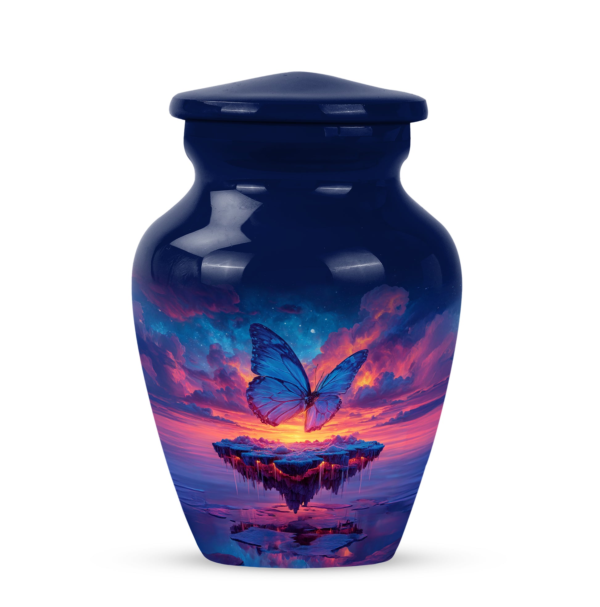 Blue Butterfly Keepsake Cremation Urns for Human Ashes - 10-inch, 200 cu in - Yatskia
