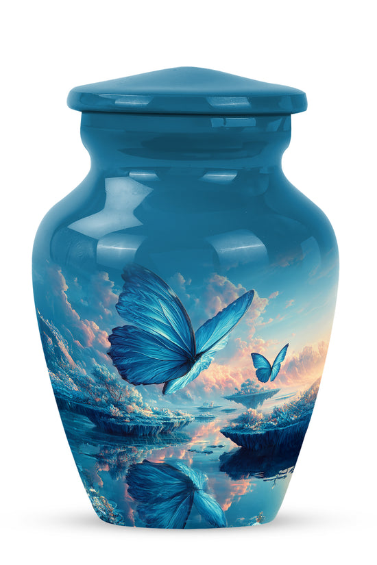 Personalized Butterfly Cremation Urns - Wondrous Blue 10-inch, 200 cu in - Yatskia