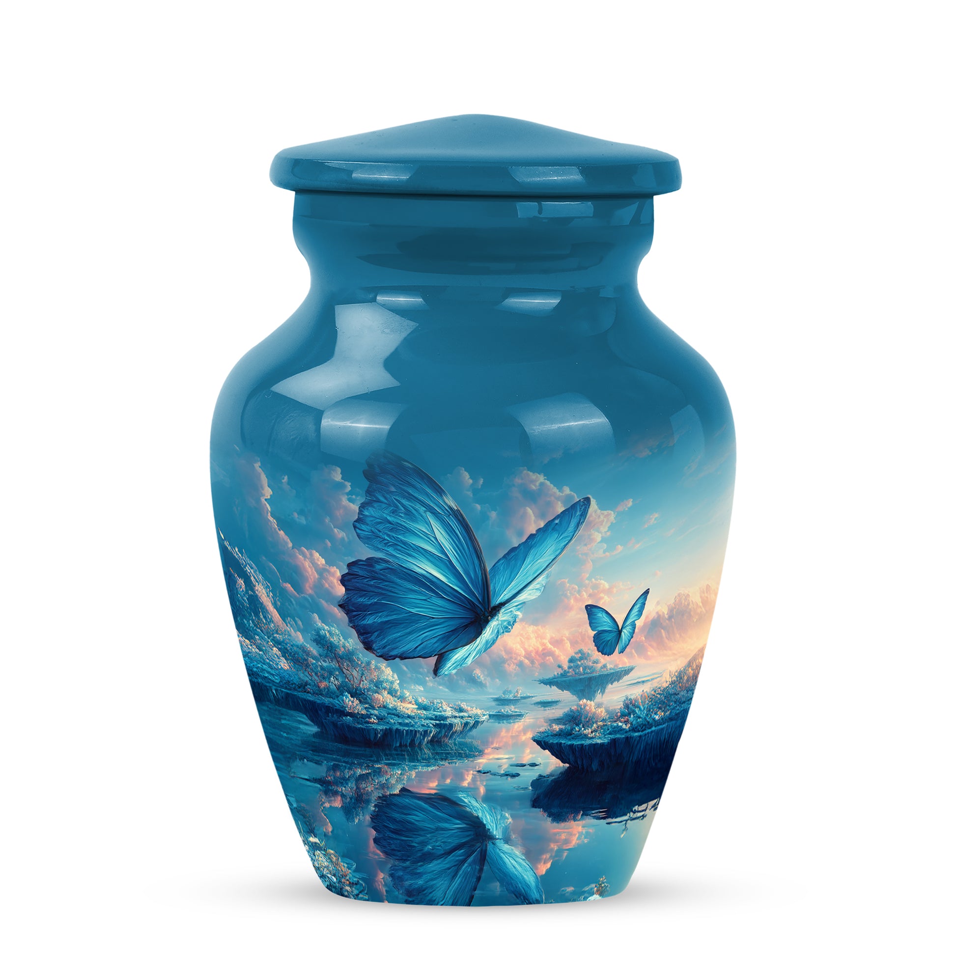 Personalized Butterfly Cremation Urns - Wondrous Blue 10-inch, 200 cu in - Yatskia
