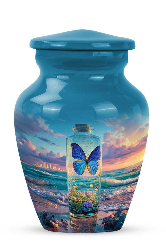Remarkable Butterfly Memorial Cremation Urns - Blue 10-inch, 200 cu in - Yatskia