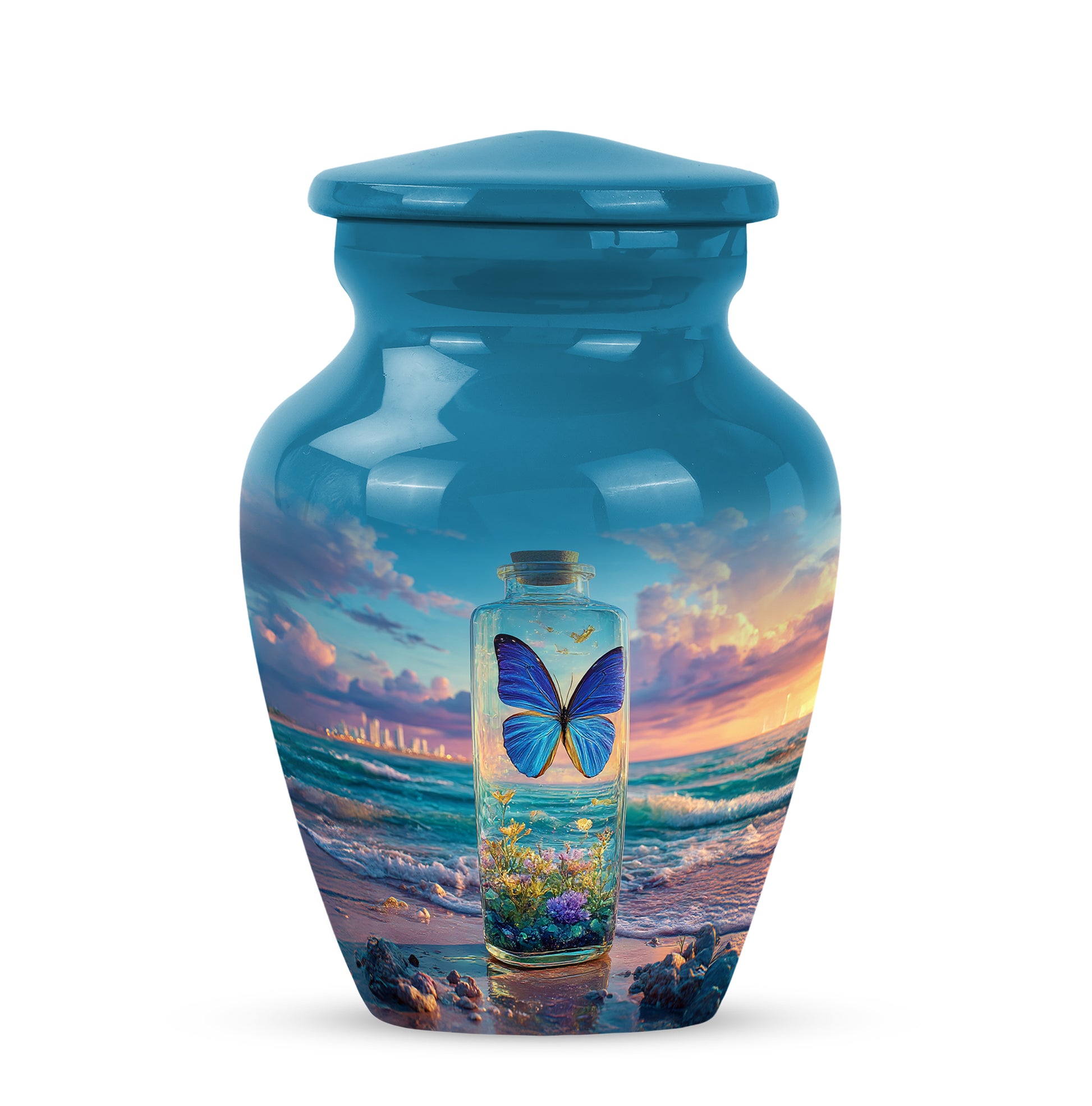 Remarkable Butterfly Memorial Cremation Urns - Blue 10-inch, 200 cu in - Yatskia