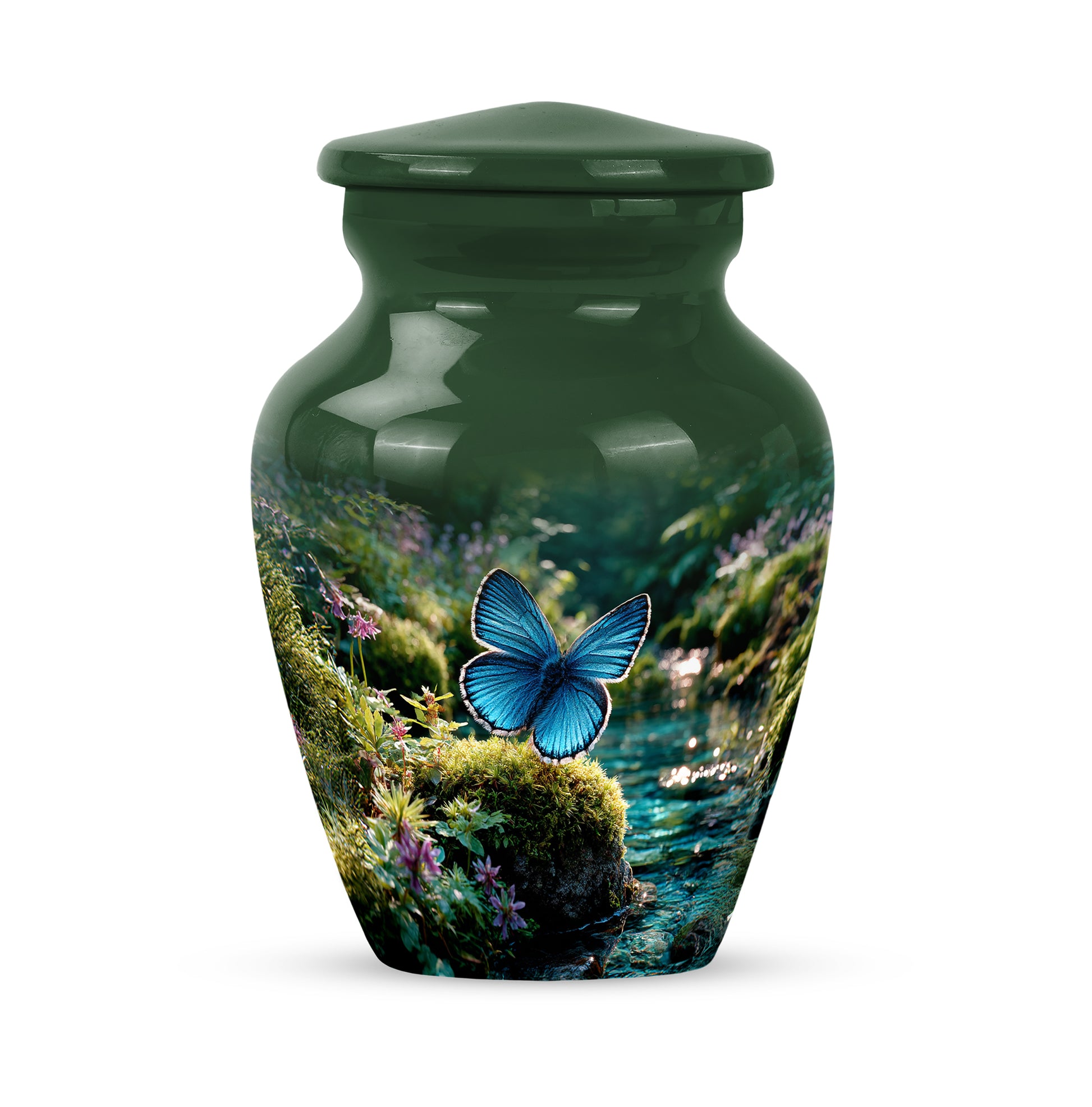 Green Butterfly Dedication Cremation Urns for Human Ashes - 10-inch, 200 cu in - Yatskia