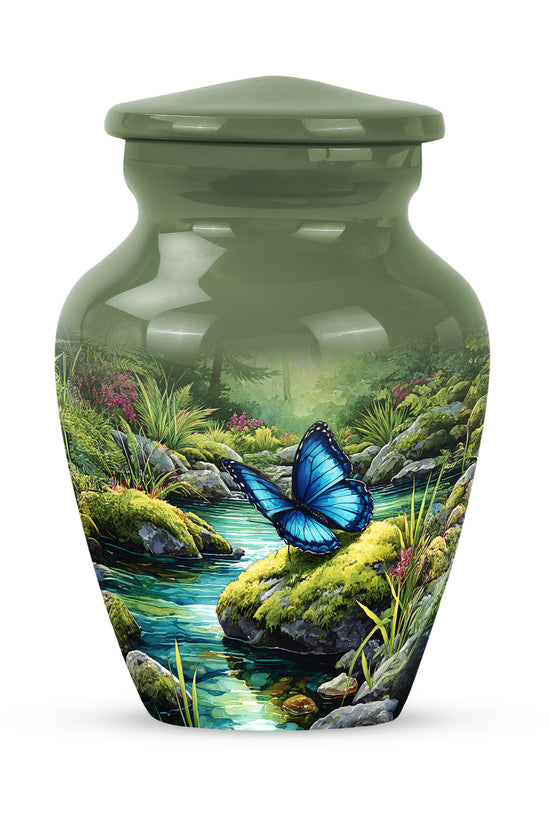 Green Beloved Butterfly Cremation Urns for Human Ashes - 10-inch, 200 cu in - Yatskia