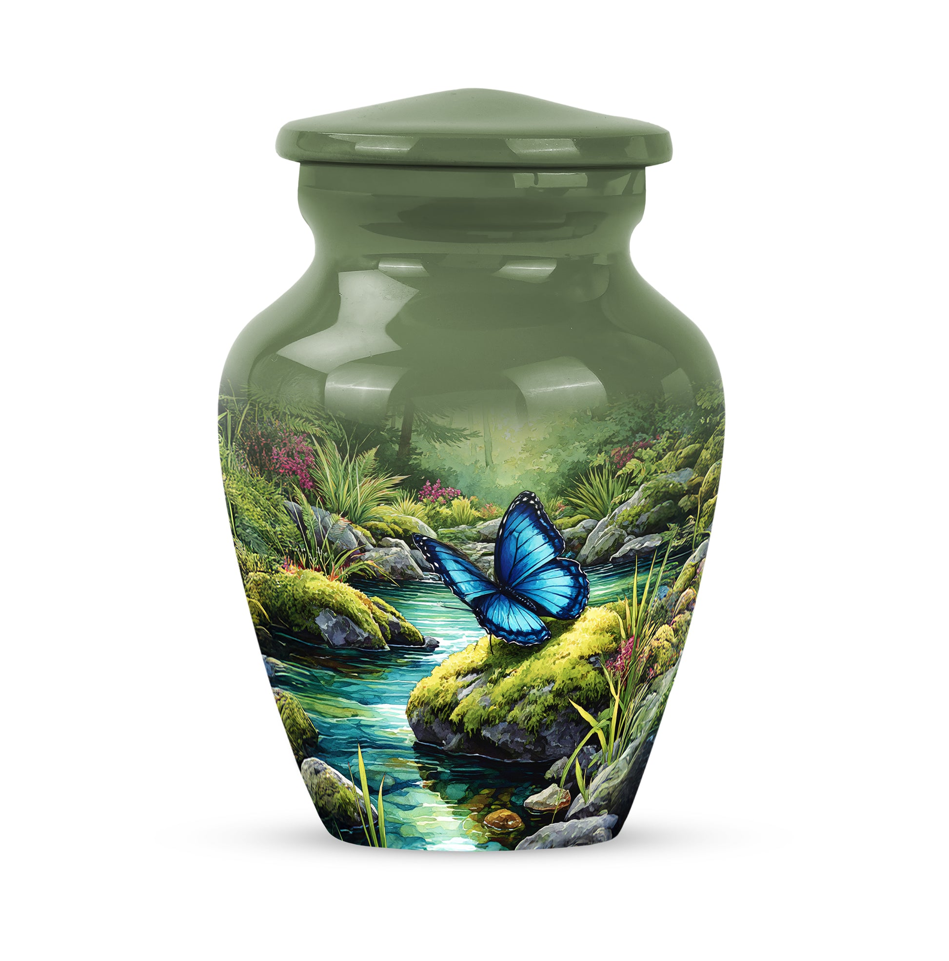 Green Beloved Butterfly Cremation Urns for Human Ashes - 10-inch, 200 cu in - Yatskia