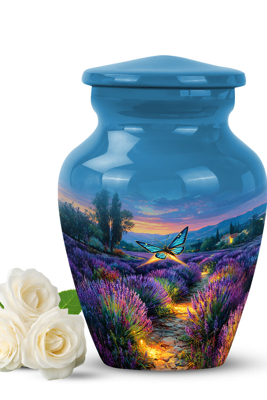 Blue Butterfly Memorial Cremation Urns for Human Ashes - 10-inch, 200 cu in - Yatskia
