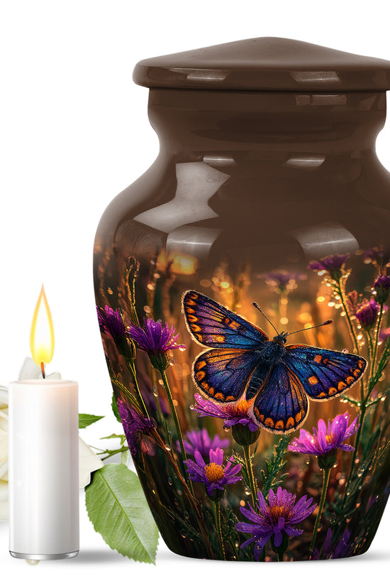 Gold Butterfly Memorial Cremation Urns for Human Ashes - 10-inch, 200 cu in - Yatskia