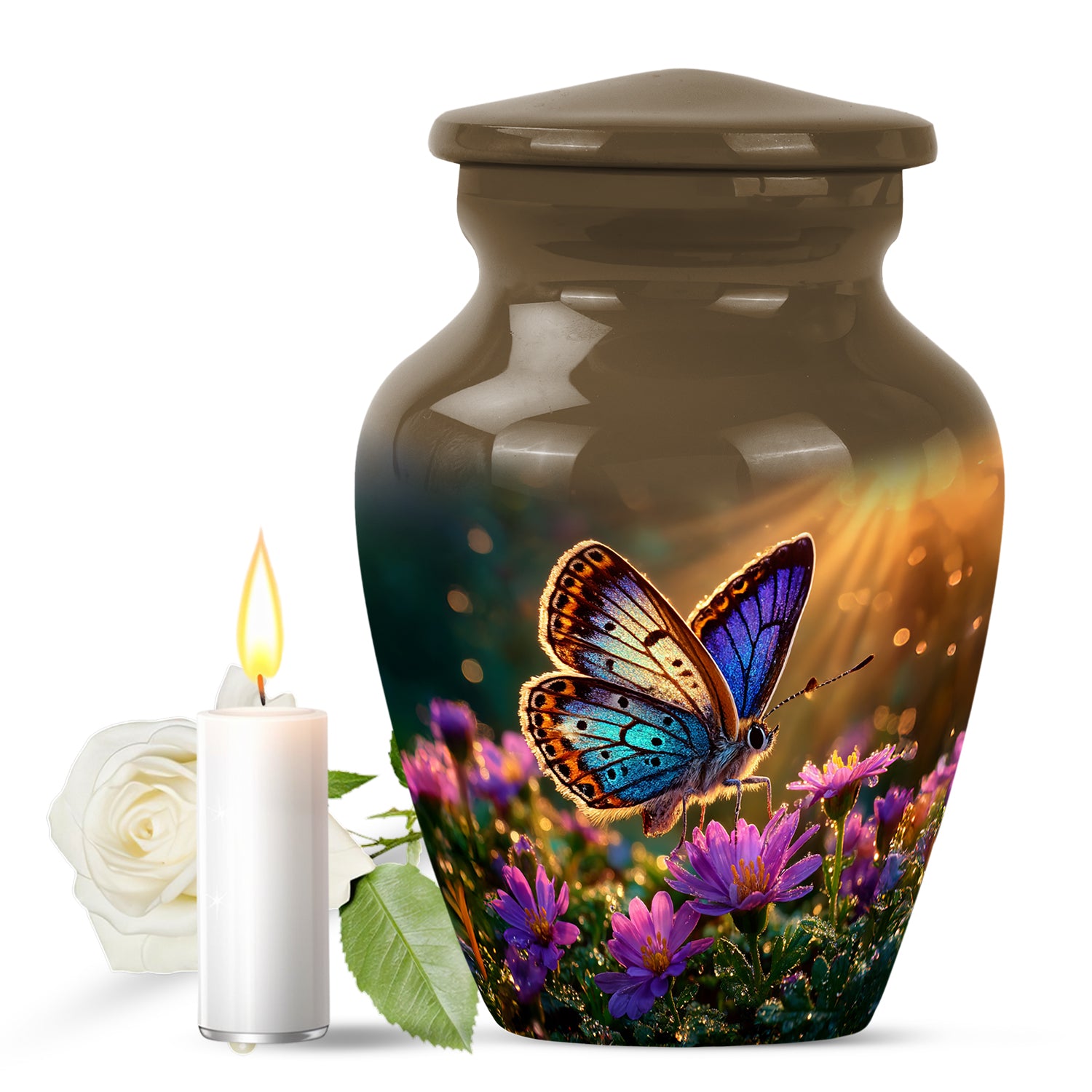 Blessed Butterfly Cremation Urns for Human Ashes - Gold 10-inch - Yatskia