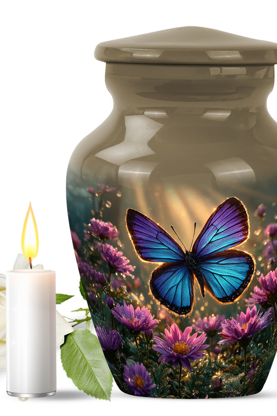 Gold Breathtaking Butterfly Memorial Urn for Ashes - 10-inch, 200 cu in - Yatskia