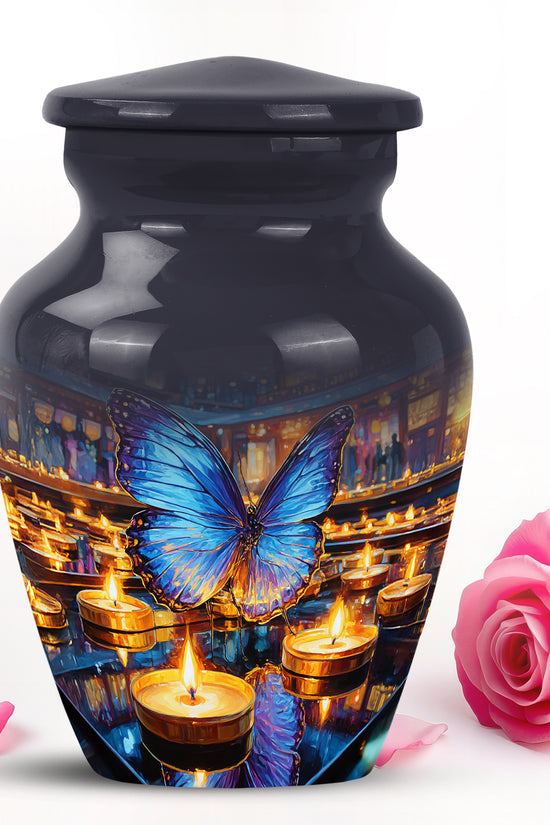 Personalized Gray Revered Butterfly Cremation Urns for Human Ashes - 10-inch, 200 cu in - Yatskia