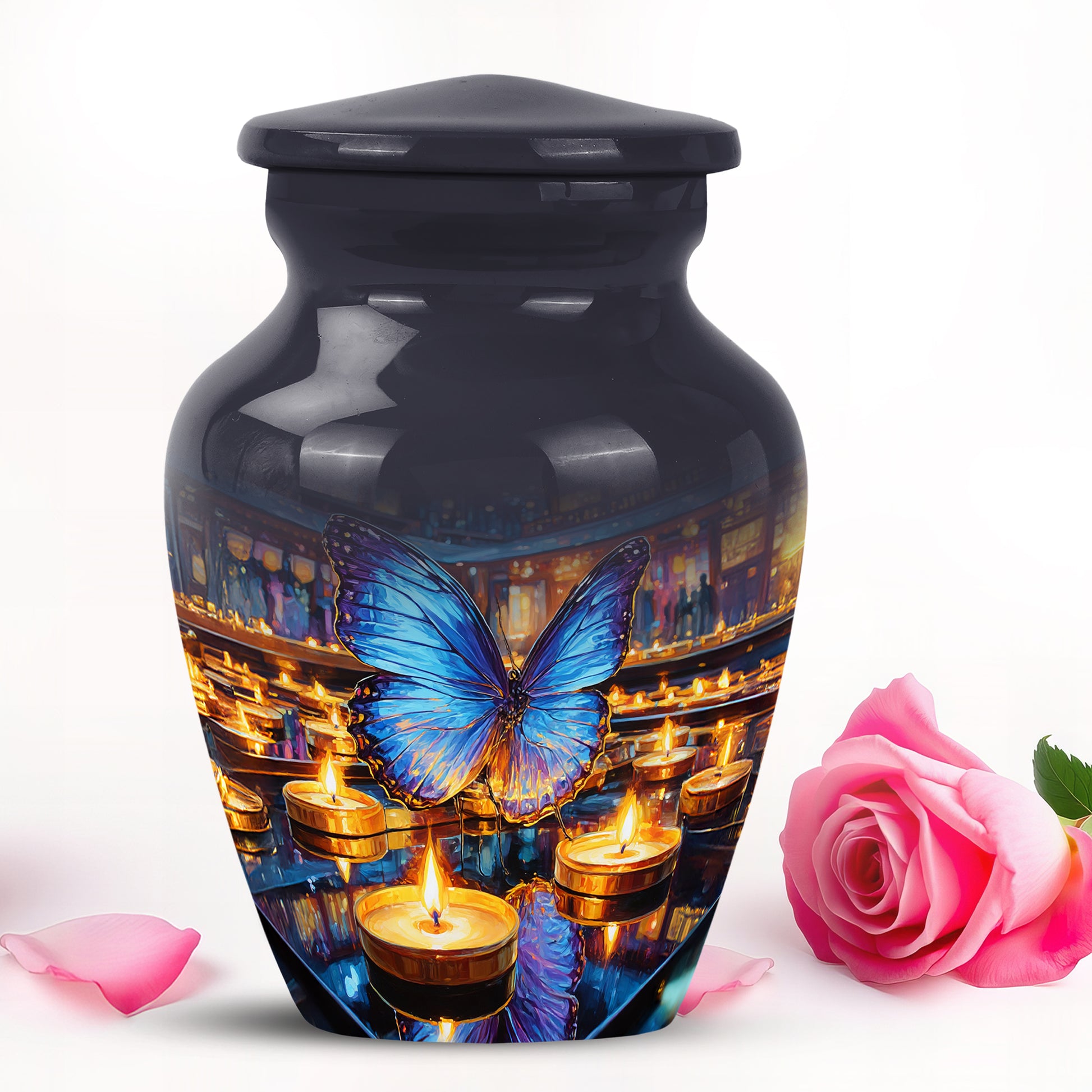 Personalized Gray Revered Butterfly Cremation Urns for Human Ashes - 10-inch, 200 cu in - Yatskia