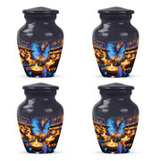 Storm Gray Butterfly Cremation Urn side profile showing urn shape - traditional butterfly engraving with hand-polished finish - 10 inch aluminum urn for cremated remains