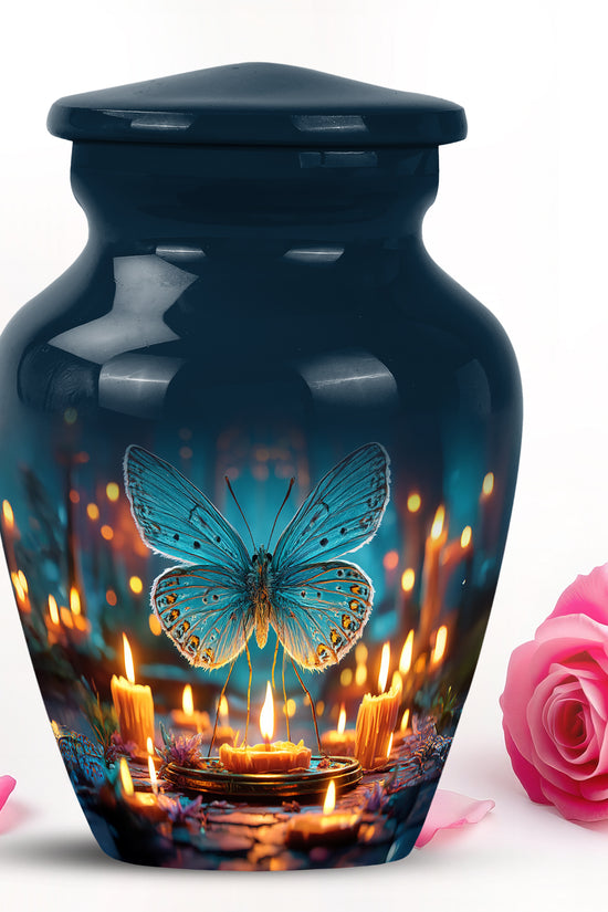 Blue Butterfly Cremation Urns - Glorious Celebration 10-inch, 200 cu in - Yatskia