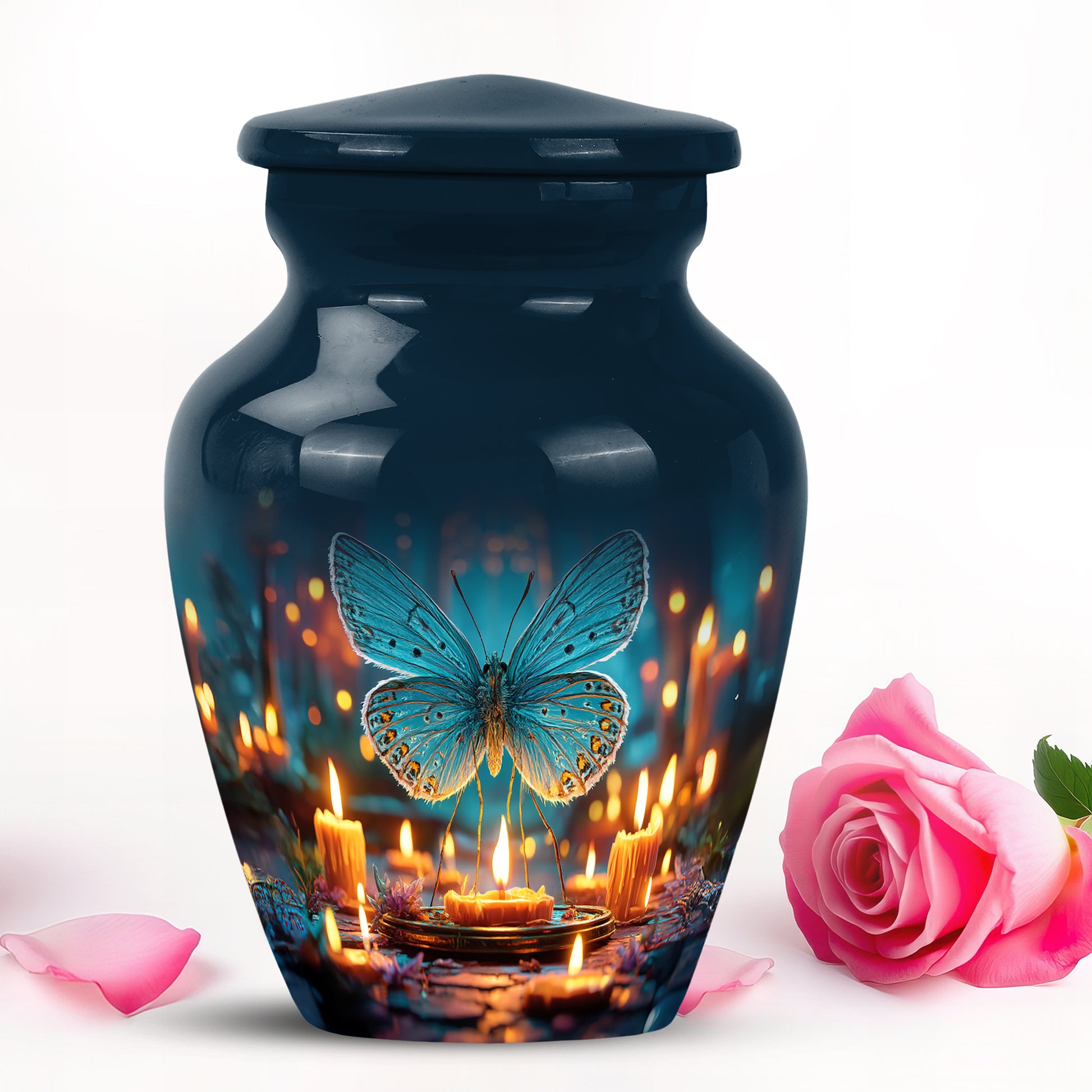 Blue Butterfly Cremation Urns - Glorious Celebration 10-inch, 200 cu in - Yatskia
