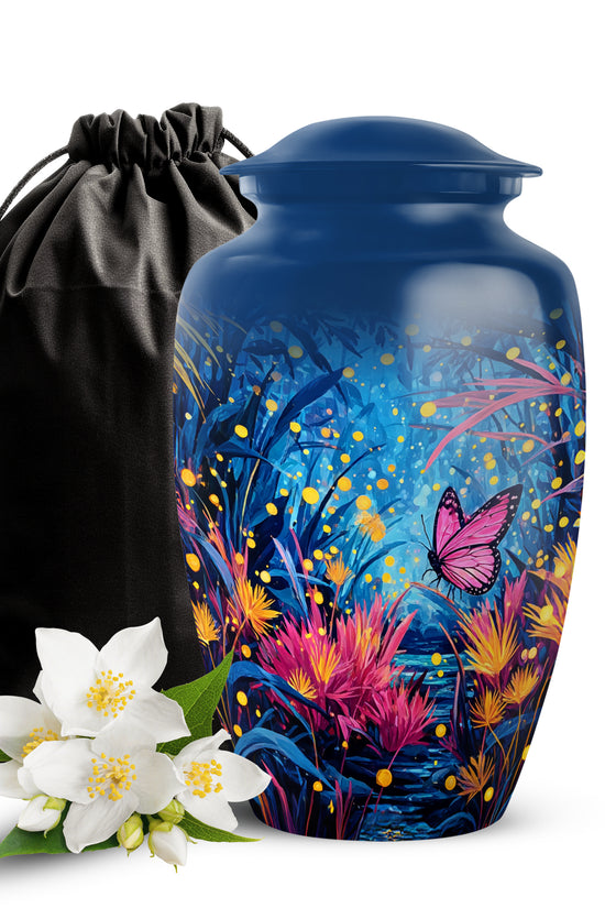 Pink Butterfly Cremation Urn - Bueatiful Forest Memorial Urn For Adult Ashes