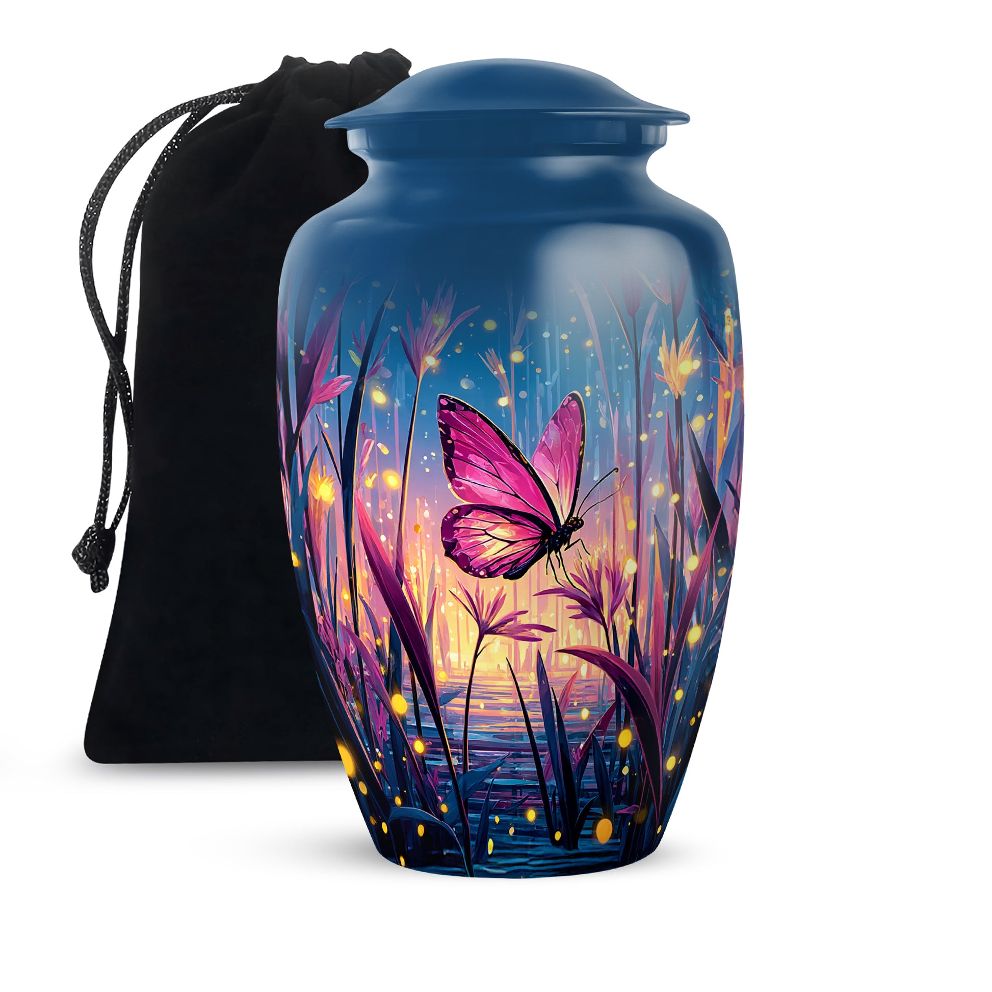 Glowing Pink Butterfly Memorial Urn - Artistic Funeral Urn For Loved Ones