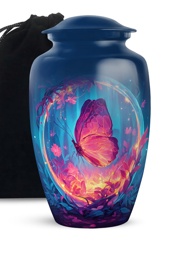 Artisic Butterfly Cremation Urn - Aluminum Memorial Urn For Male & Female