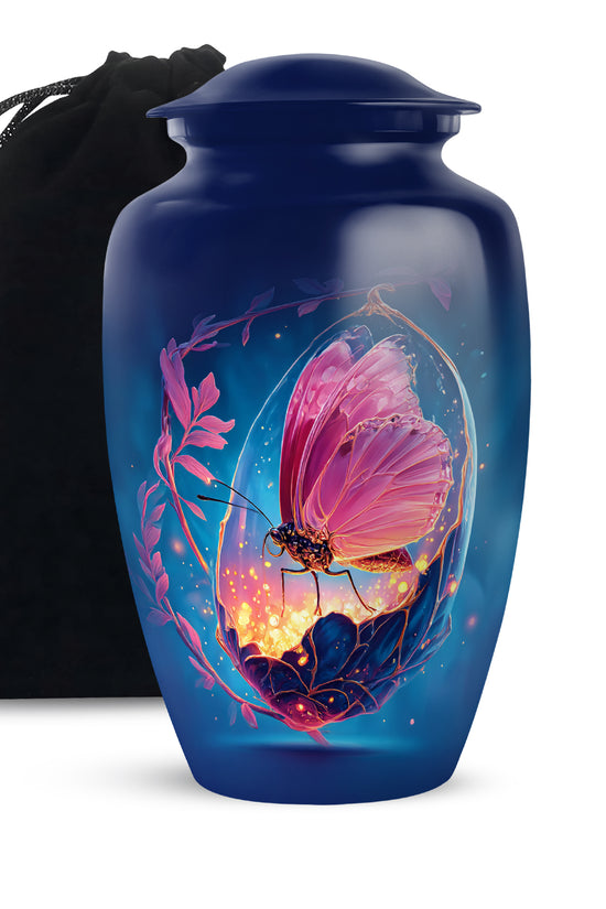 Mystic Butterfly Creamtion Urn - Large Memorial Urn For Human Ashes