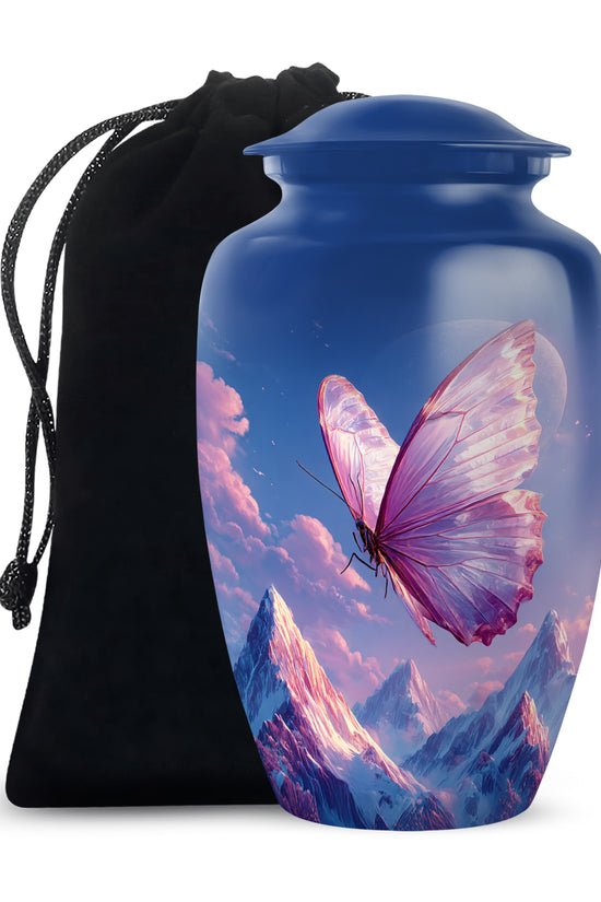 Butterfly Cremation Urn - Beautiful Mountain Funeral Urn For Ashes
