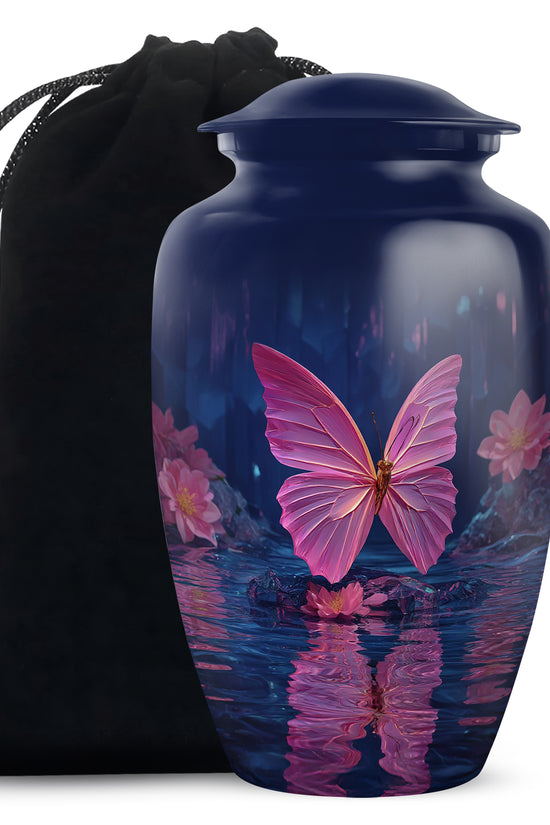 Floral Butterfly Funeral Urn - Water Lake Memorial Urn For Loved Ones