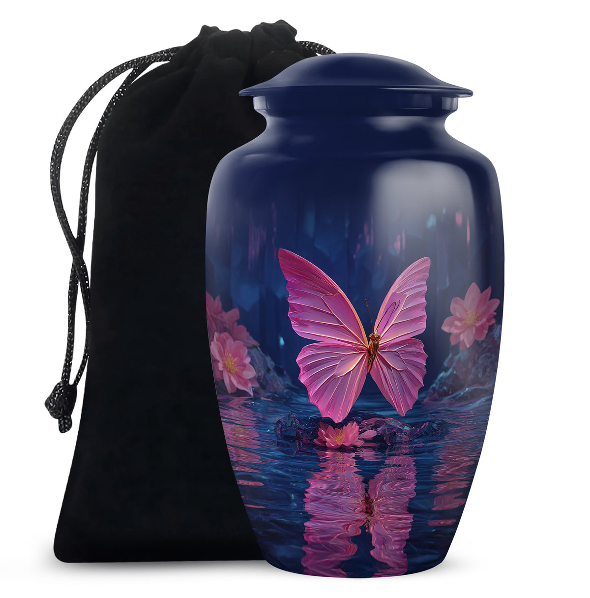 Floral Butterfly Funeral Urn - Water Lake Memorial Urn For Loved Ones