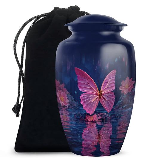 Floral Butterfly Funeral Urn - Water Lake Memorial Urn For Loved Ones