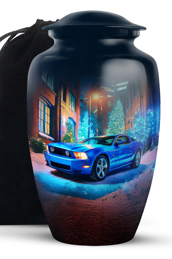 Blue Racing Car Memorial Urn - Race Car Cremation Urns For Ashes