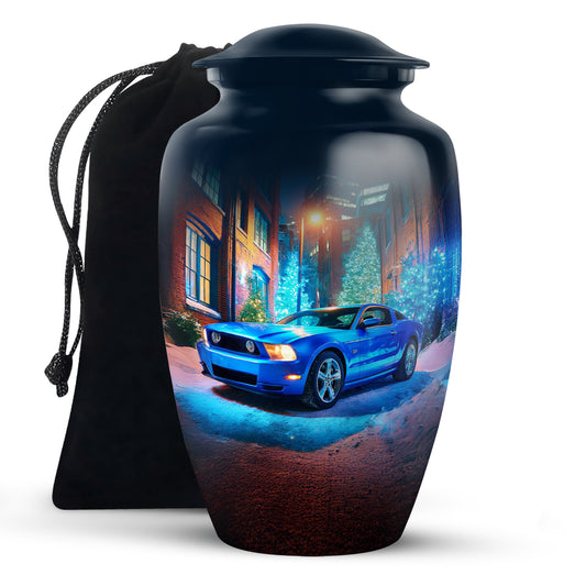 Blue Racing Car Memorial Urn - Race Car Cremation Urns For Ashes