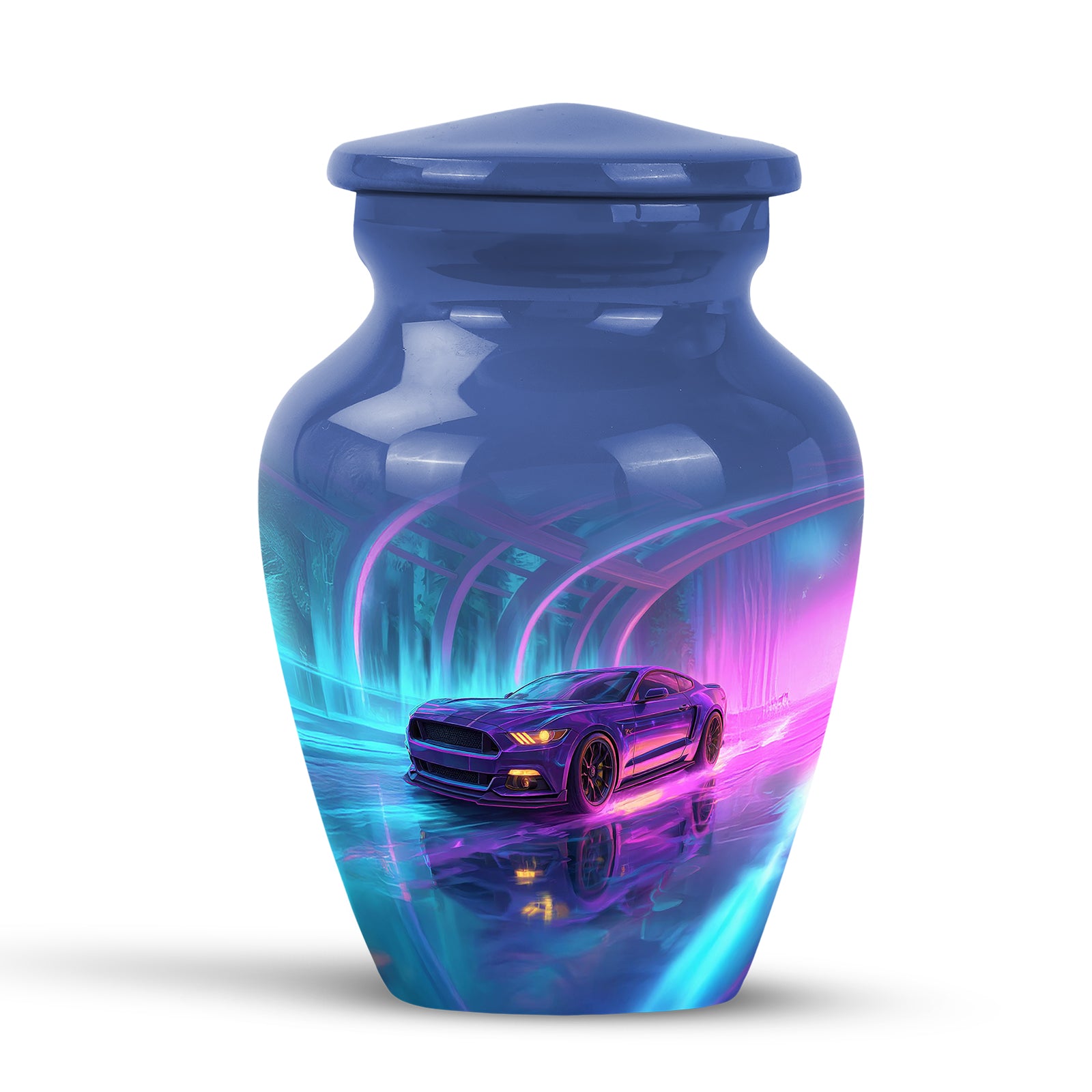Personalized Blue Sovereign Car Cremation Urns for Human Ashes - 10-inch, 200 cu in - Karyliz