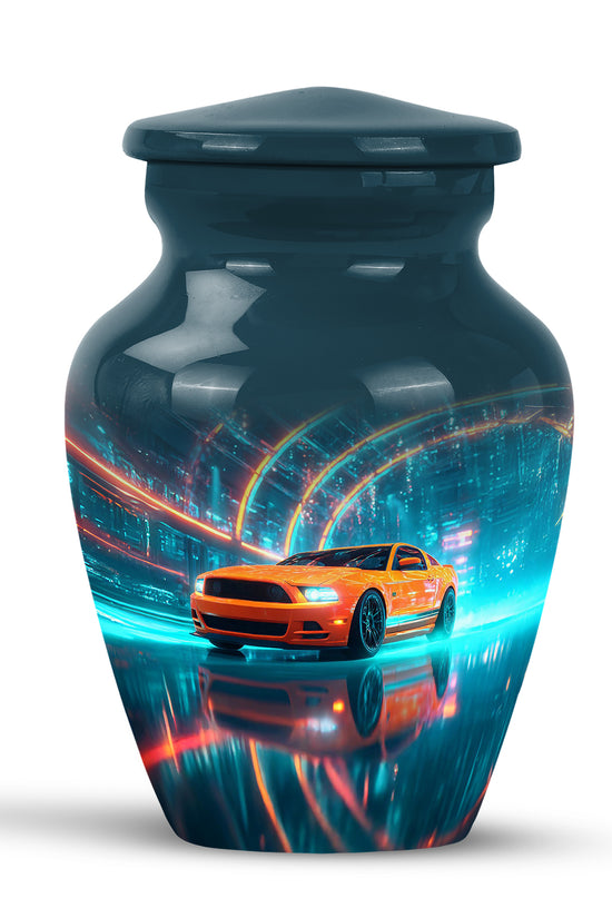 Dignified Blue Car Cremation Urn for Ashes - 10-inch, 200 cu in - Karyliz