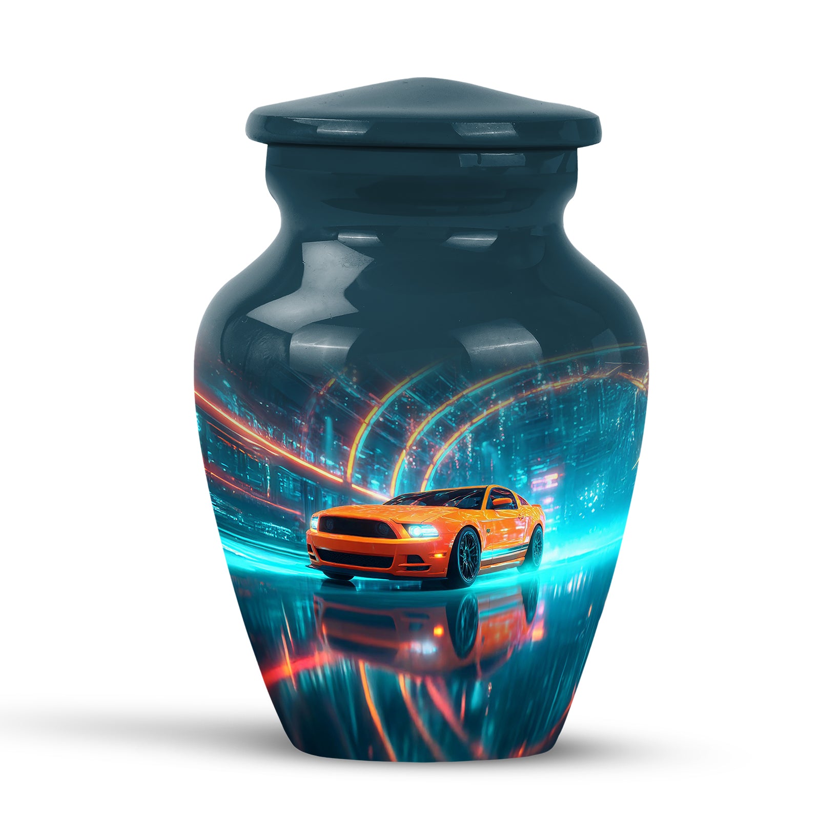 Dignified Blue Car Cremation Urn for Ashes - 10-inch, 200 cu in - Karyliz