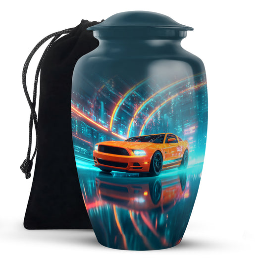Futuristic Car Memorial Urn - Yellow Colored Cremation Urns For Women