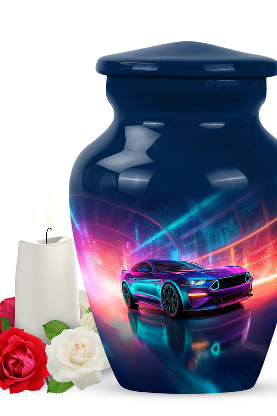 Personalized Refined Car Cremation Urns - Blue 10-inch, 200 cu in - Karyliz
