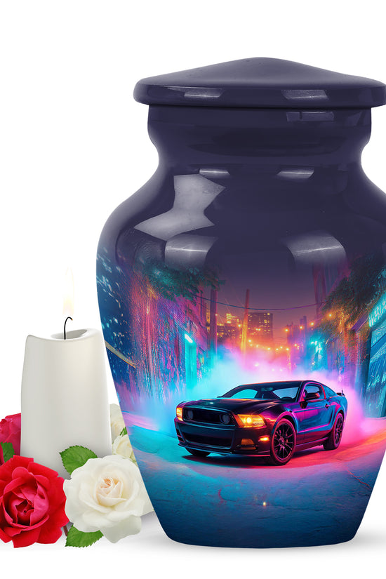 Personalized Elegant Car Cremation Urns - Blue 10-inch, 200 cu in - Karyliz
