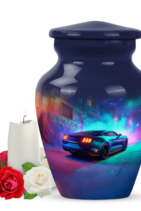 Blue Car Passage Cremation Urns for Human Ashes - 10-inch, 200 cu in - Karyliz