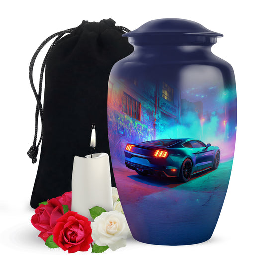 Neon Muscle Car Memorial Urn - Muscle Car Urns For Ashes