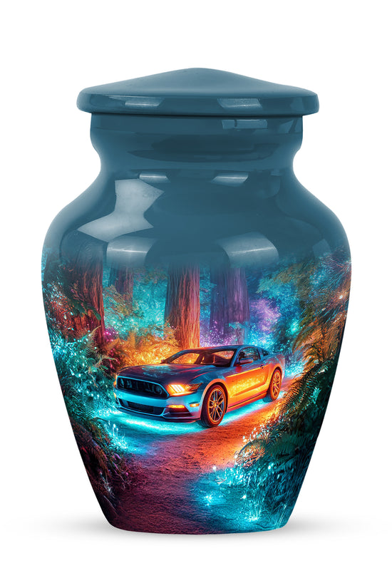 Luminous Blue Car Remembrance Urn for Human Ashes - 10-inch, 200 cu in - Karyliz