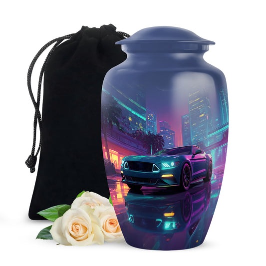 Neon City Memorial Urn For Cremation - Neon Muscle Urn For Men & Women