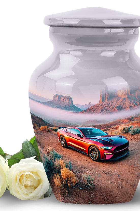 Personalized Silver Sovereign Car Cremation Urns for Human Ashes - 10-inch, 200 cu in - Karyliz