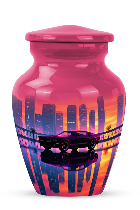 Dignified Pink Car Cremation Urn for Ashes - 10-inch, 200 cu in - Karyliz