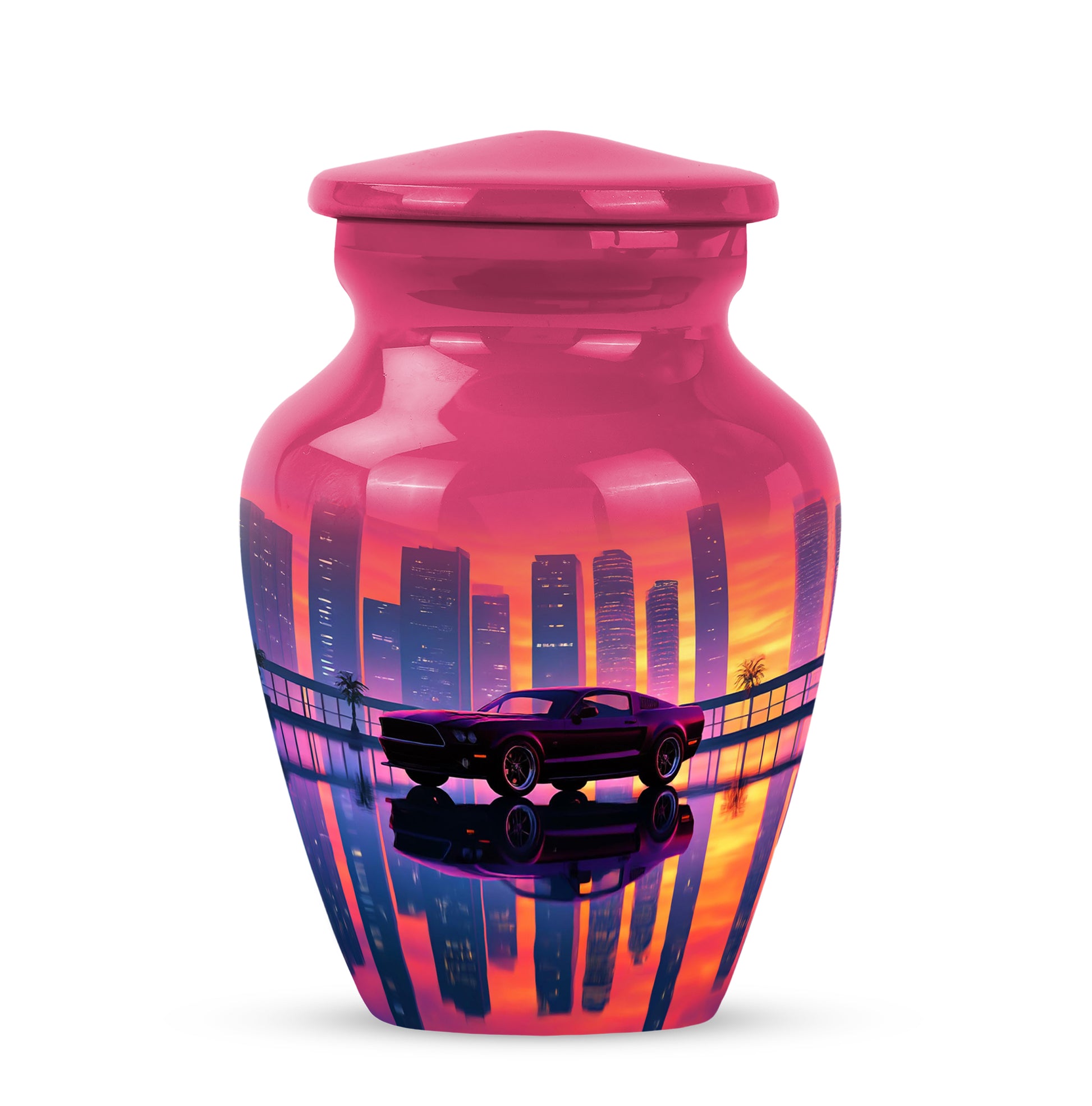 Dignified Pink Car Cremation Urn for Ashes - 10-inch, 200 cu in - Karyliz
